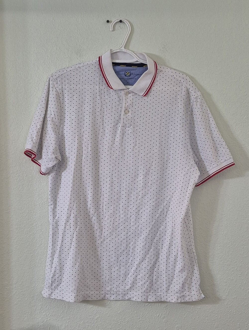 Club Room White Polo with Red Contrast Trim